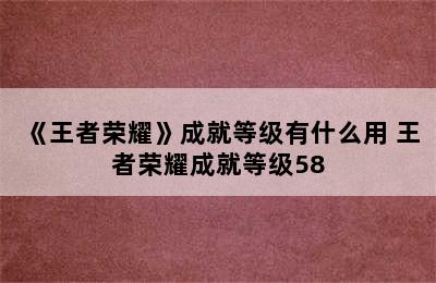 《王者荣耀》成就等级有什么用 王者荣耀成就等级58